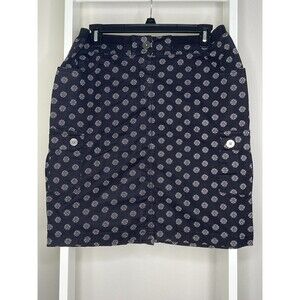 Chicos Skirt Womens 0 Black White Flat Front Knee Length Pencil Print Pockets